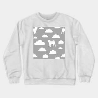 Flying Pugs Clouds Pattern Grey Crewneck Sweatshirt